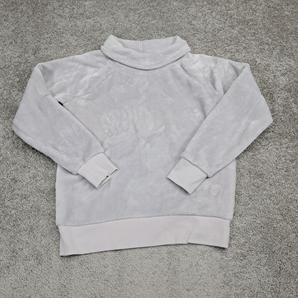 Gaiam Womens Small Light Gray Fuzzy Fleece Funnel Neck Pullover Sweatshirt S